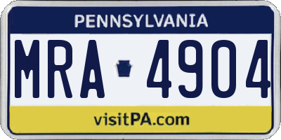PA license plate MRA4904