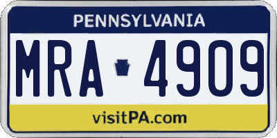 PA license plate MRA4909