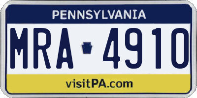 PA license plate MRA4910