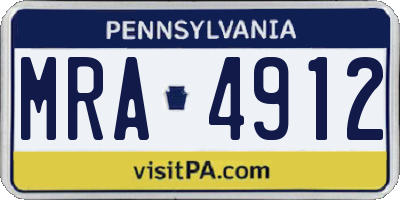 PA license plate MRA4912