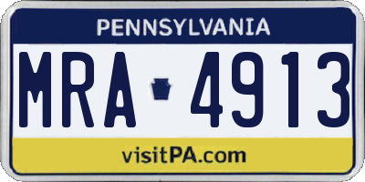 PA license plate MRA4913