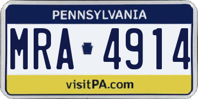 PA license plate MRA4914
