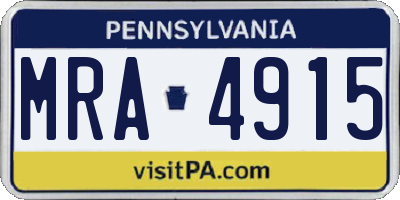 PA license plate MRA4915