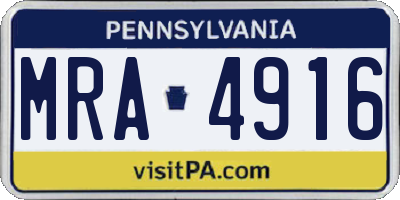 PA license plate MRA4916
