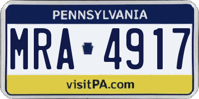 PA license plate MRA4917