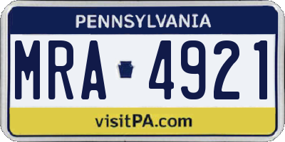 PA license plate MRA4921