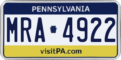 PA license plate MRA4922
