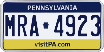 PA license plate MRA4923