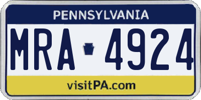 PA license plate MRA4924