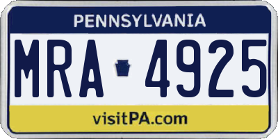 PA license plate MRA4925