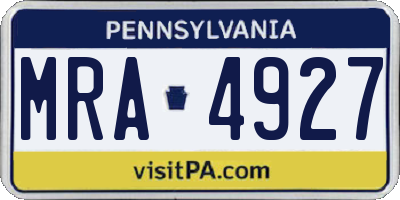 PA license plate MRA4927