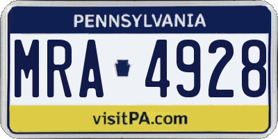 PA license plate MRA4928