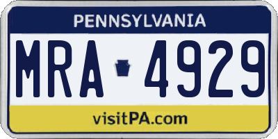 PA license plate MRA4929