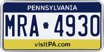 PA license plate MRA4930