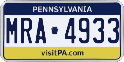 PA license plate MRA4933