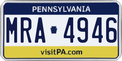 PA license plate MRA4946