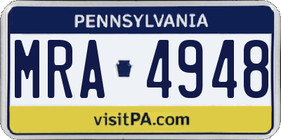 PA license plate MRA4948