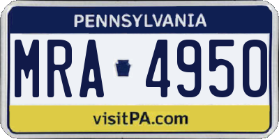 PA license plate MRA4950