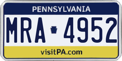 PA license plate MRA4952