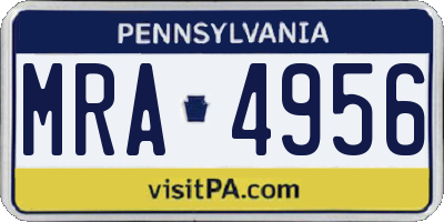 PA license plate MRA4956