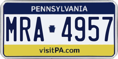 PA license plate MRA4957
