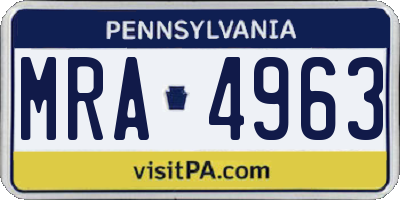 PA license plate MRA4963
