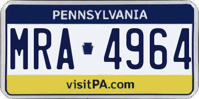 PA license plate MRA4964