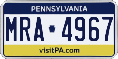 PA license plate MRA4967