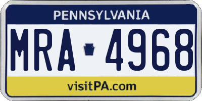PA license plate MRA4968