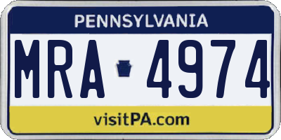 PA license plate MRA4974
