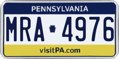 PA license plate MRA4976