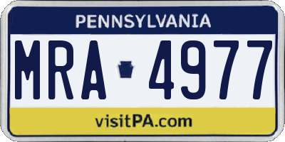 PA license plate MRA4977