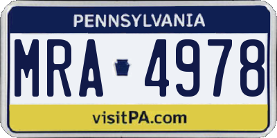 PA license plate MRA4978