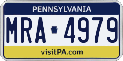 PA license plate MRA4979