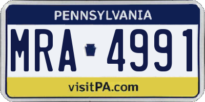 PA license plate MRA4991