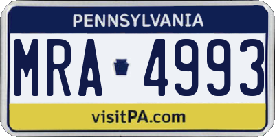 PA license plate MRA4993