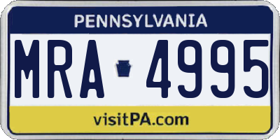 PA license plate MRA4995