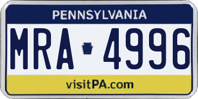PA license plate MRA4996