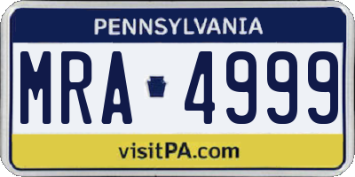PA license plate MRA4999
