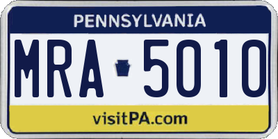 PA license plate MRA5010