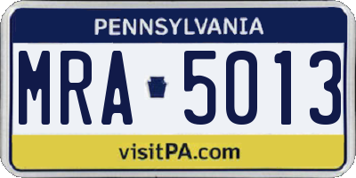 PA license plate MRA5013