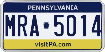 PA license plate MRA5014