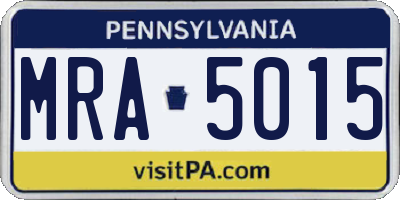 PA license plate MRA5015
