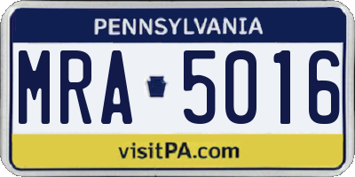 PA license plate MRA5016