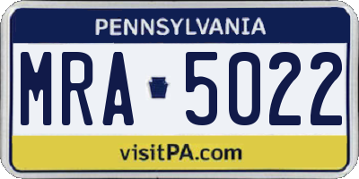 PA license plate MRA5022