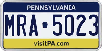 PA license plate MRA5023