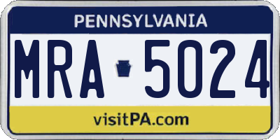 PA license plate MRA5024