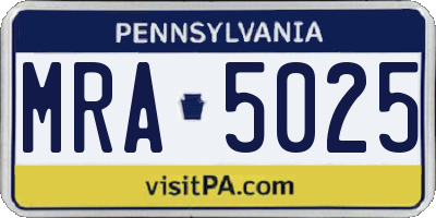 PA license plate MRA5025