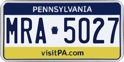 PA license plate MRA5027