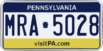 PA license plate MRA5028